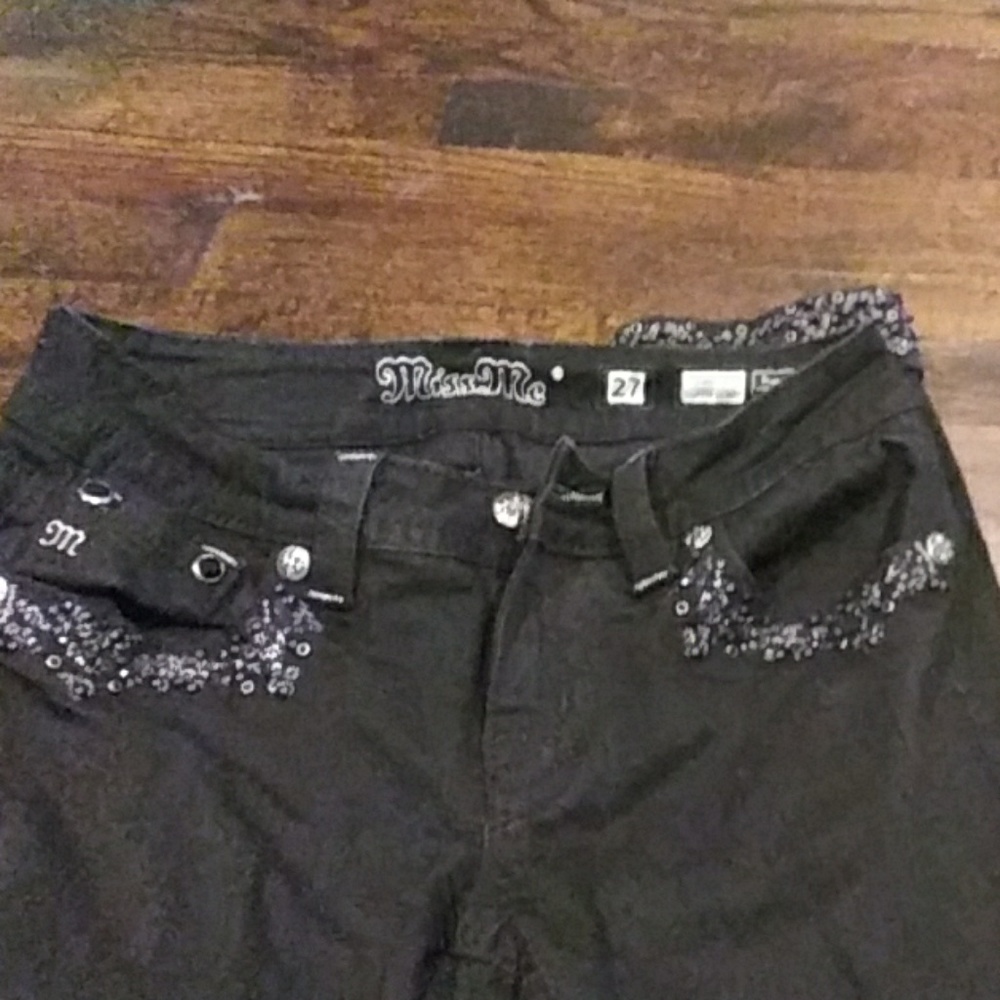 Jeweled ankle cuffed jeans